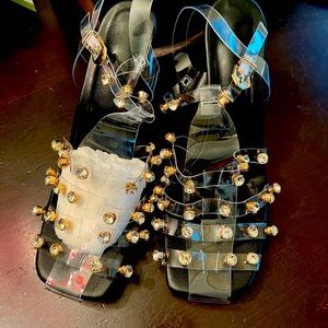 Jelly’s with bling and heels. Size 43